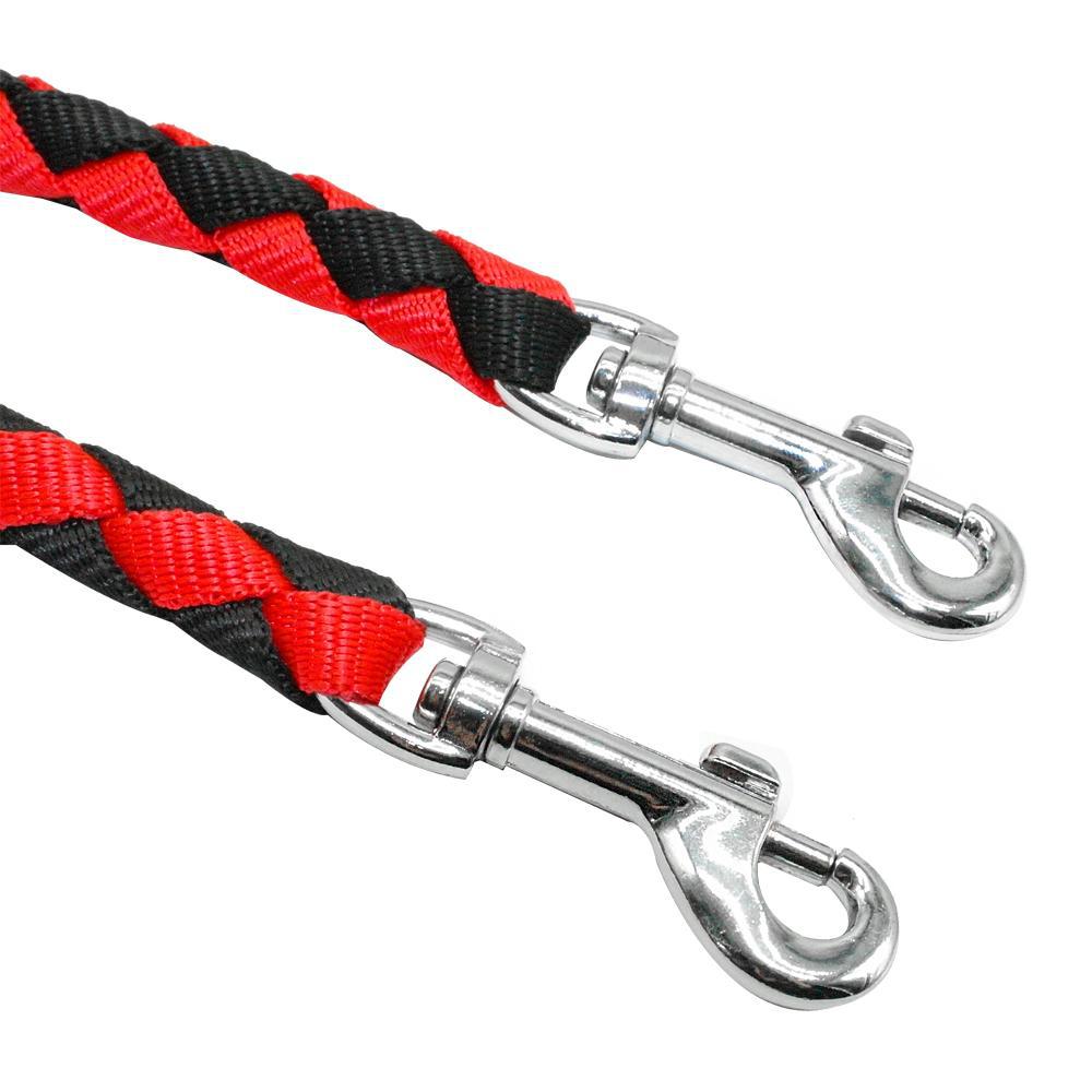 1.4m Double Dog Leash with Red and Yellow Design - Adjustable Pet Harness Lead for Dogs