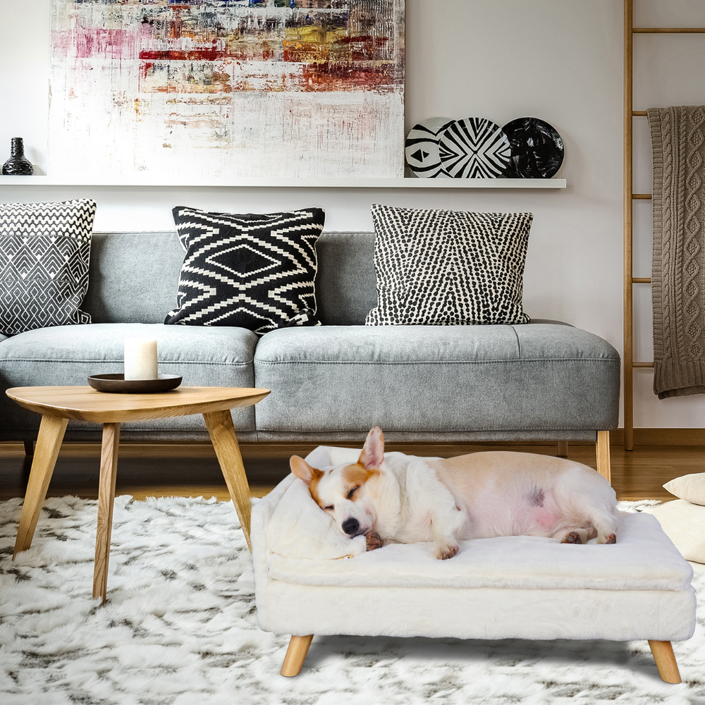 Elevated Pet Bed Nordic Pet Stool Bed with Waterproof Cozy Pad