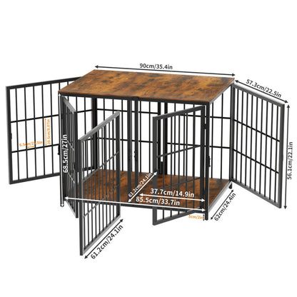 Heavy Duty Furniture Style Dog Cage Side Table Indoor Kennel Crate with Four Doors