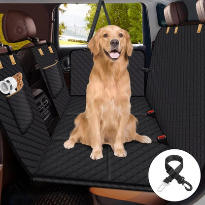 Universal Pet Seat Cover for Car Rear Seat with Visual Mesh Window and Side Zipper
