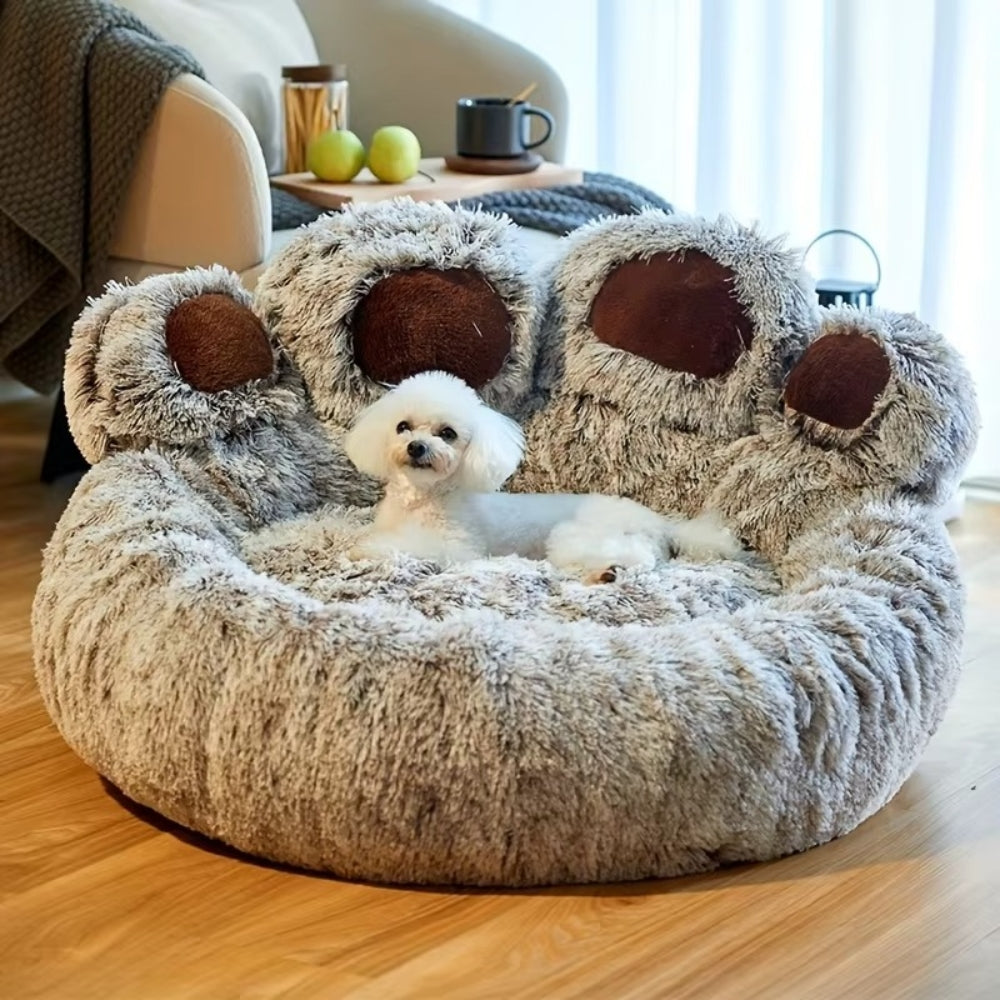 Calming plush dog bed for small and medium dogs