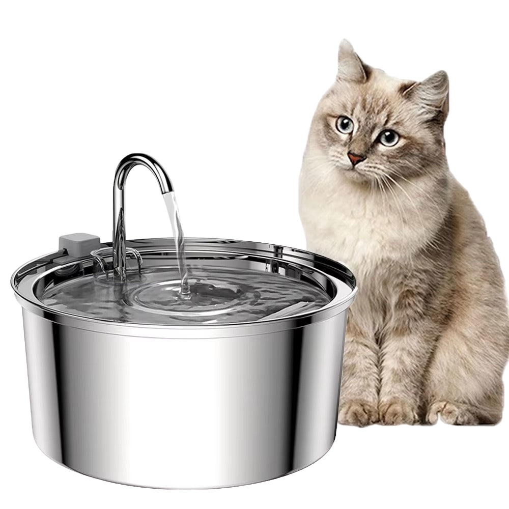 Stainless steel cat water fountain with filter