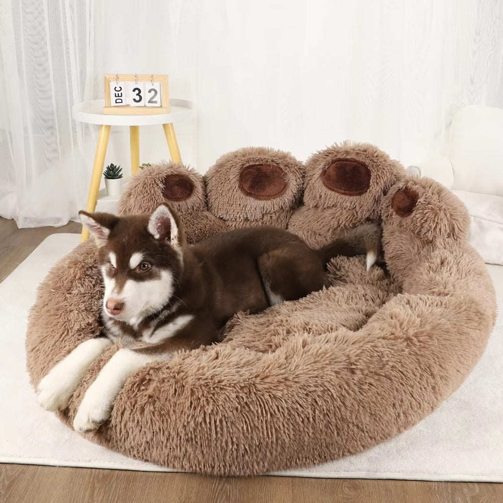 Calming plush dog bed for small and medium dogs