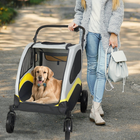 Foldable 4-wheel dog stroller for large dogs