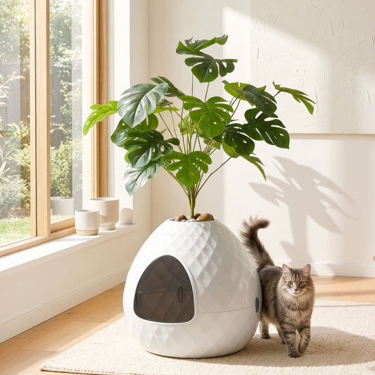 Hidden Cat Litter Box Furniture – Enclosed Litter Tray with Planter