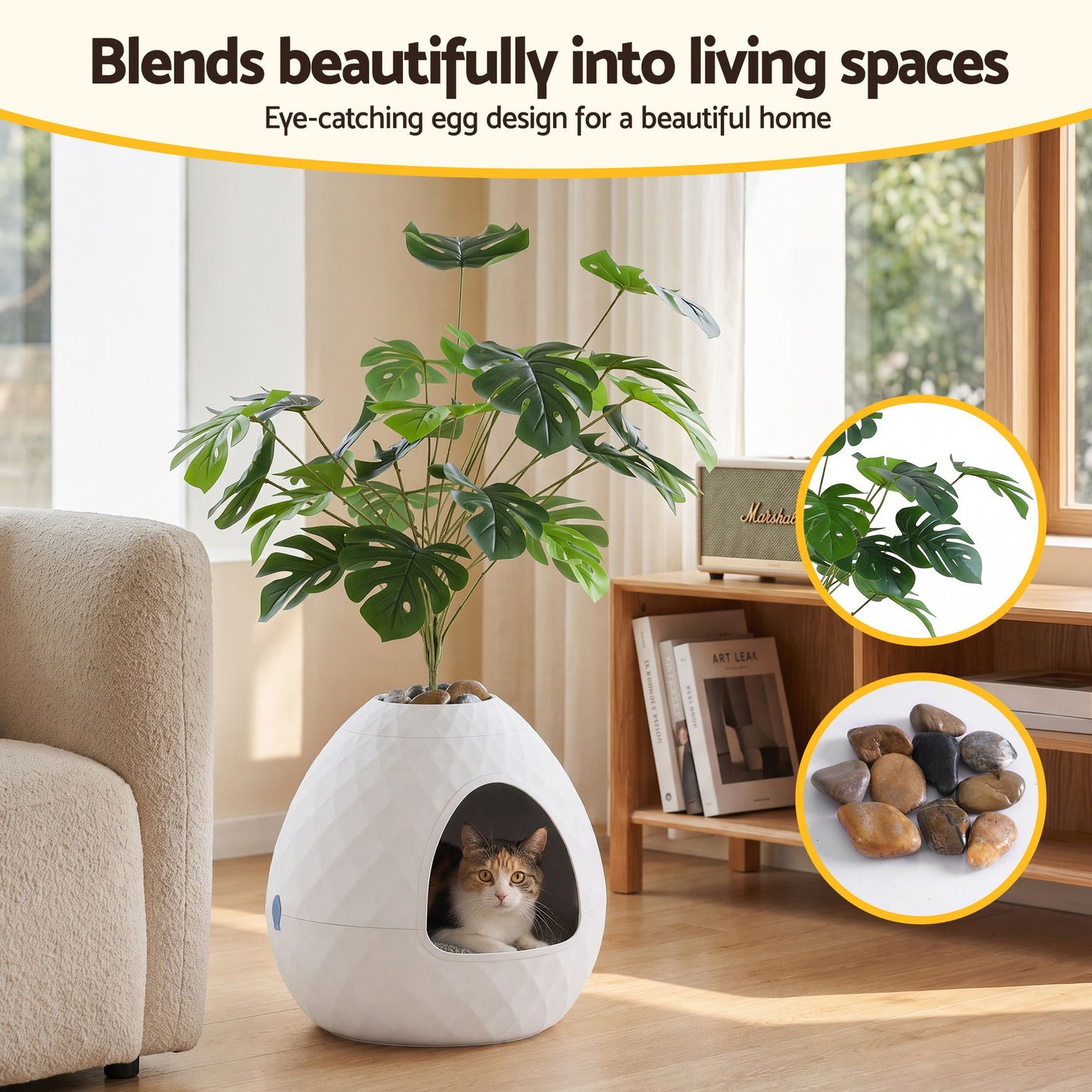 i.Pet Cat Litter Box Hidden Litter Tray Enclosure Planter Furniture House White