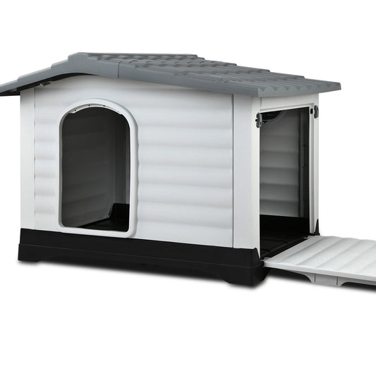 Extra Large Plastic Dog Kennel – Outdoor Pet House, Grey