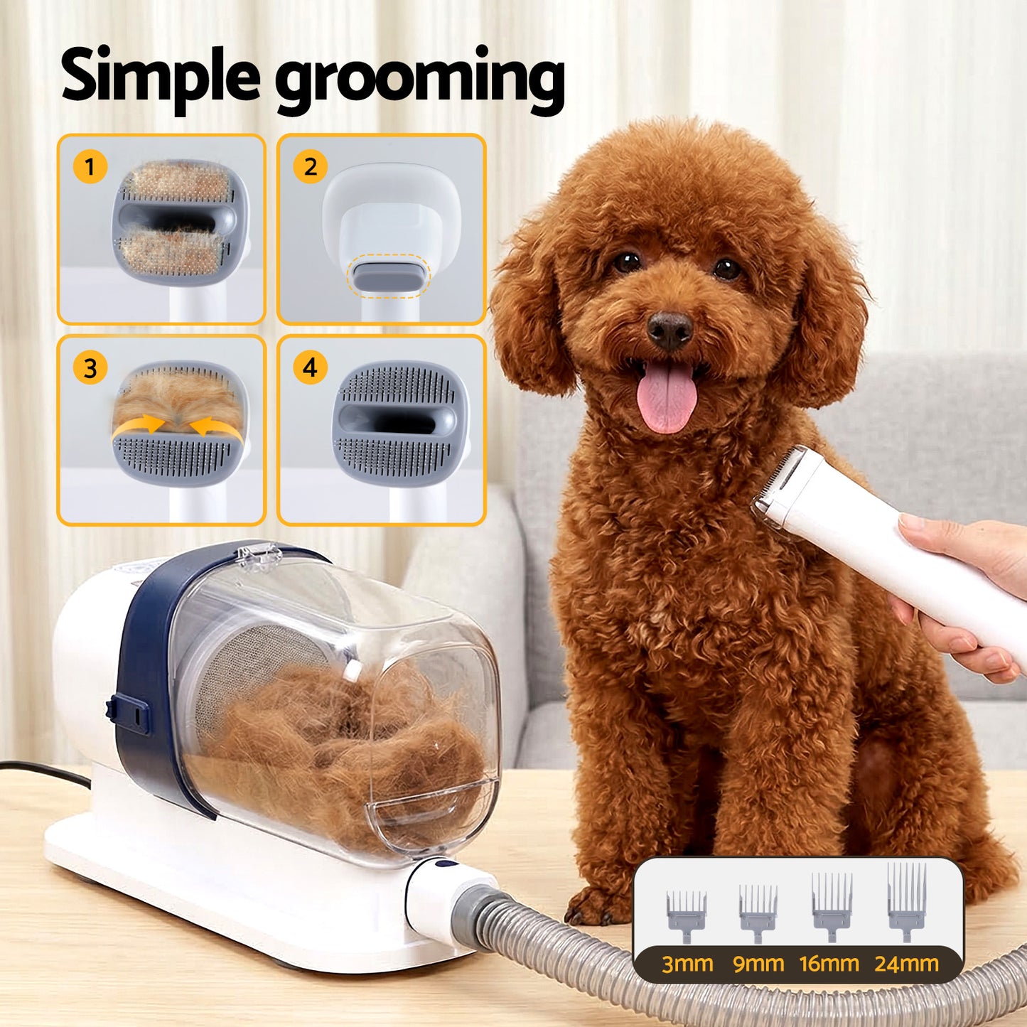 i.Pet Pet Grooming Kit Vacuum Dog Cat Hair Dryer Remover Clipper Brushes Cleaning