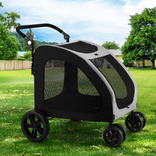 4-Wheel Pet Stroller – Large Foldable Dog & Cat Travel Pram