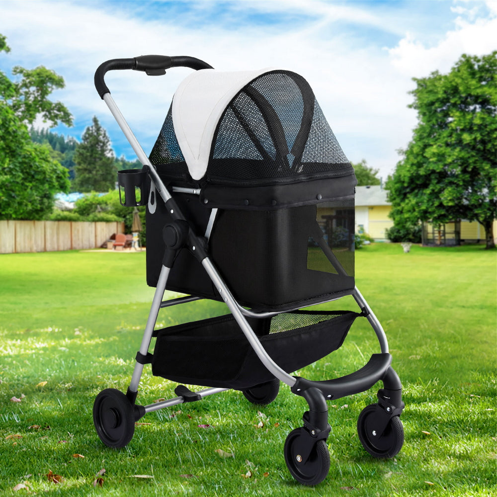 i.Pet Pet Stroller Pram Dog Cat Carrier Cage Large Travel Pushchair Foldable 4 Wheels