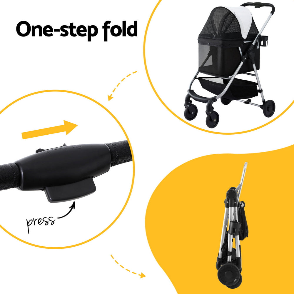 i.Pet Pet Stroller Pram Dog Cat Carrier Cage Large Travel Pushchair Foldable 4 Wheels