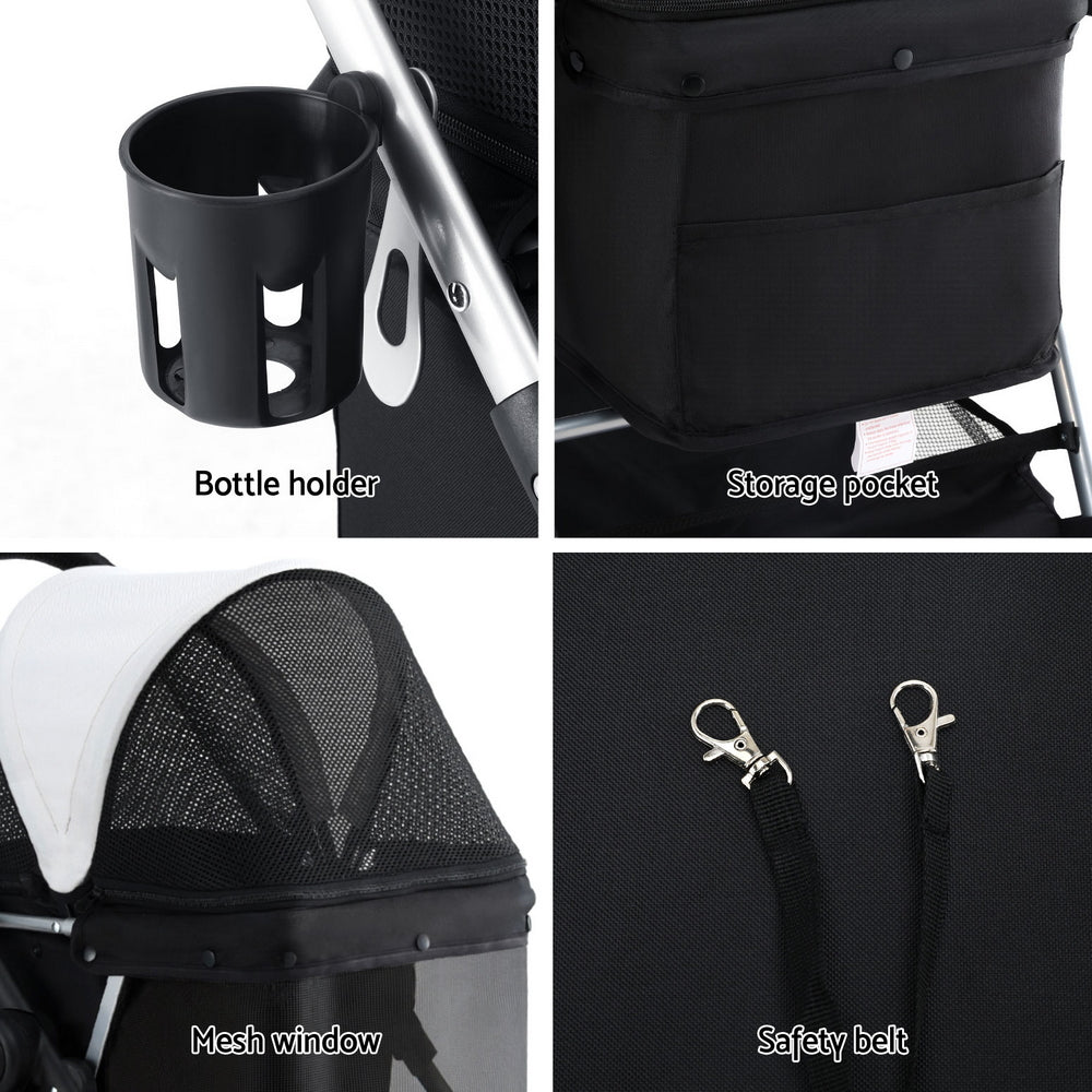 i.Pet Pet Stroller Pram Dog Cat Carrier Cage Large Travel Pushchair Foldable 4 Wheels