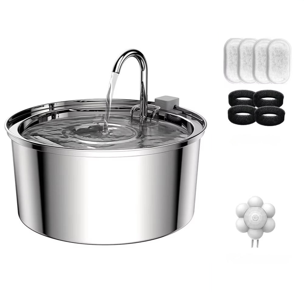 Stainless steel cat water fountain with filter
