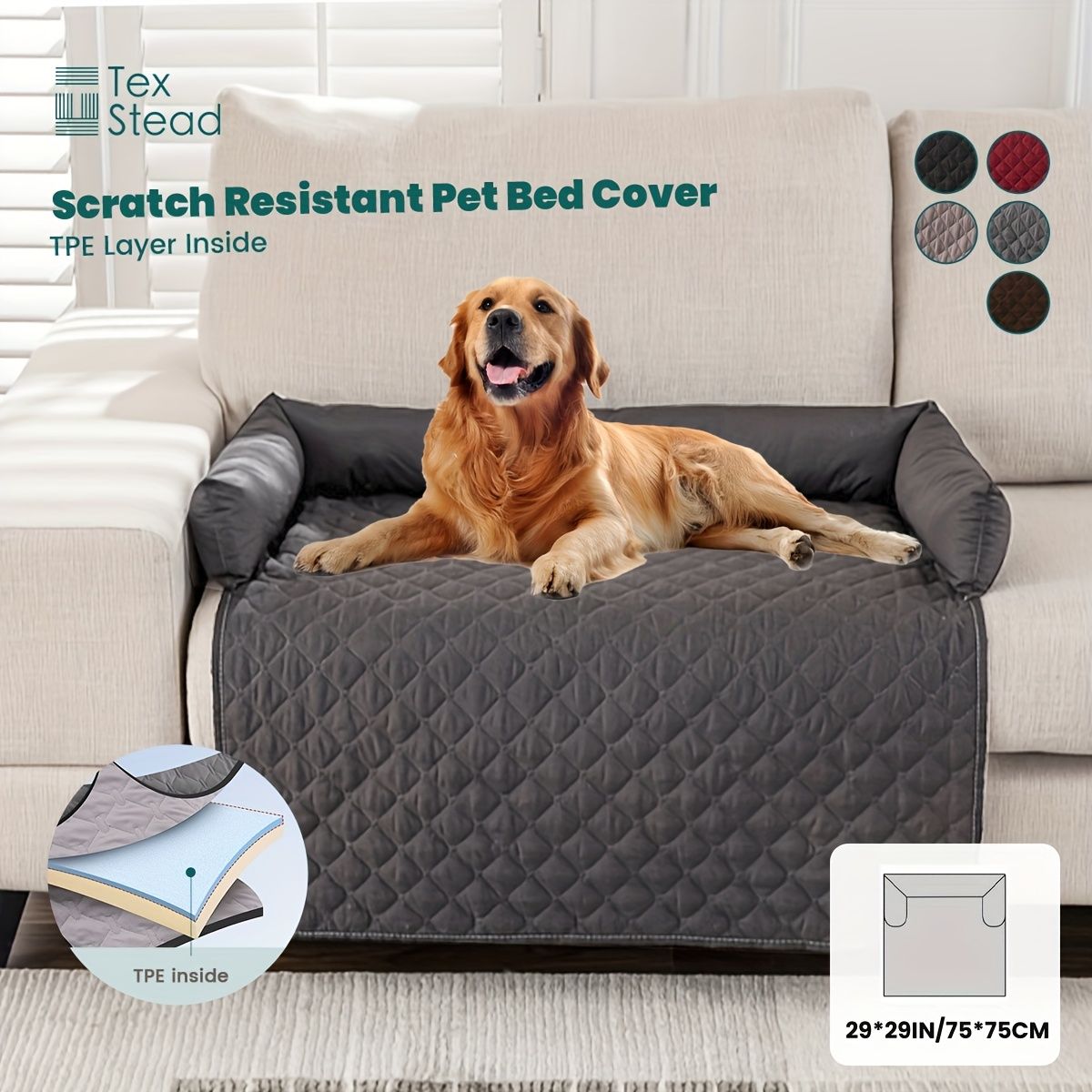 75*75CM scratch resistant pet bed cover, dog bed cover, TPE pet bed cover, durable pet furniture protector, pet hair resistant cover, Australian pet accessories, couch protector for dogs, cat furniture cover