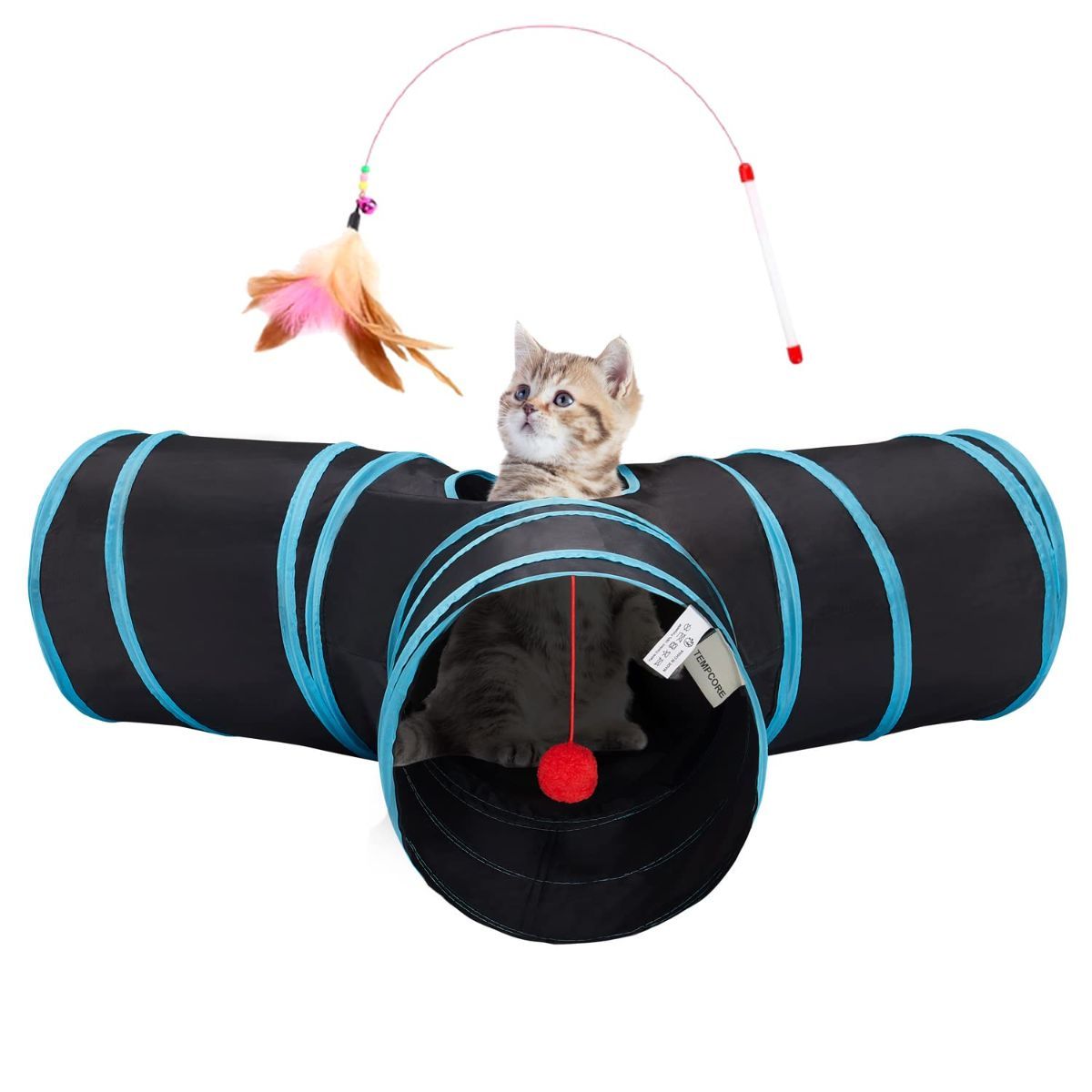 Cat Toy Interactive Cat Toy Cat Tunnel Feather Teaser Wand Indoor Cat Toy Cat
