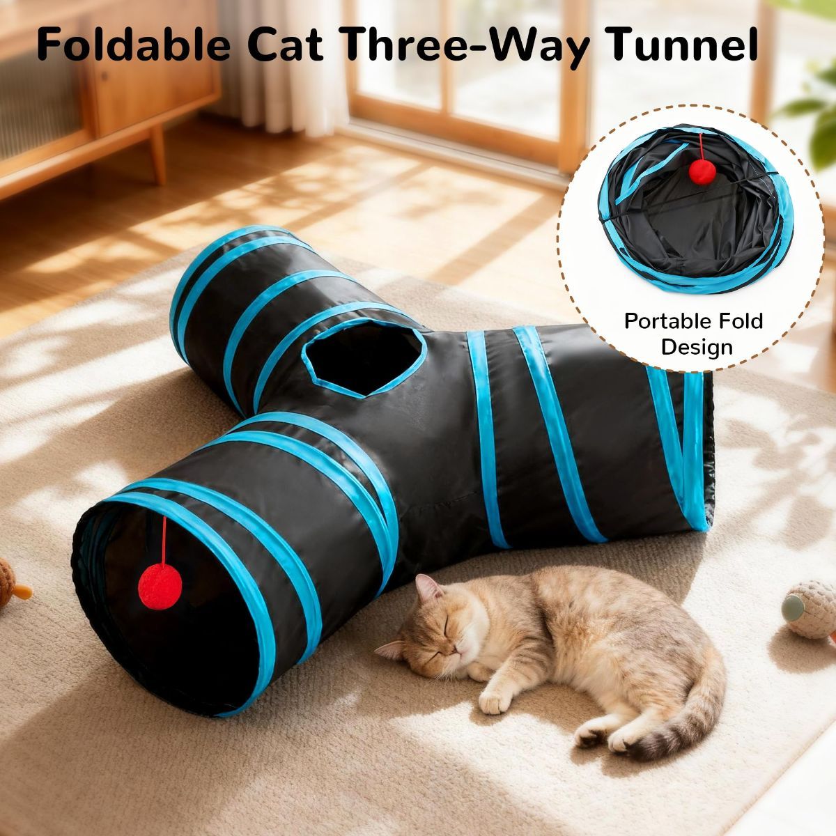 Cat Toy Interactive Cat Toy Cat Tunnel Feather Teaser Wand Indoor Cat Toy Cat
