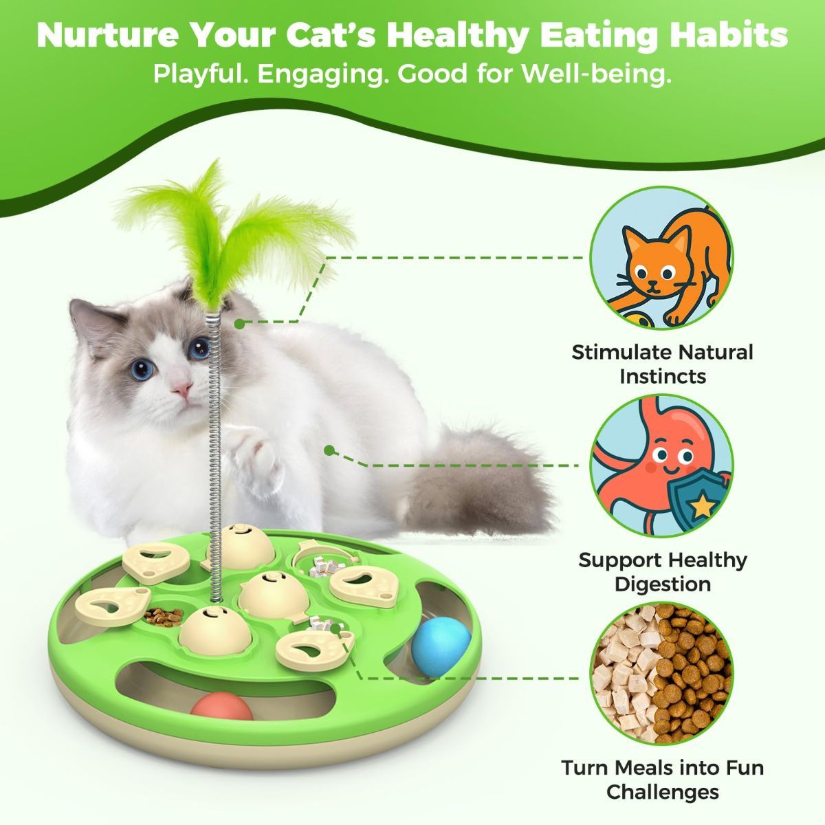 cat toy, 3-in-1 cat treat feeder, cat puzzle toy, trackball cat toy, feather teaser cat toy, slow-feeder cat toy, cat mental stimulation toy, indoor cat toy Australia, interactive cat puzzle
