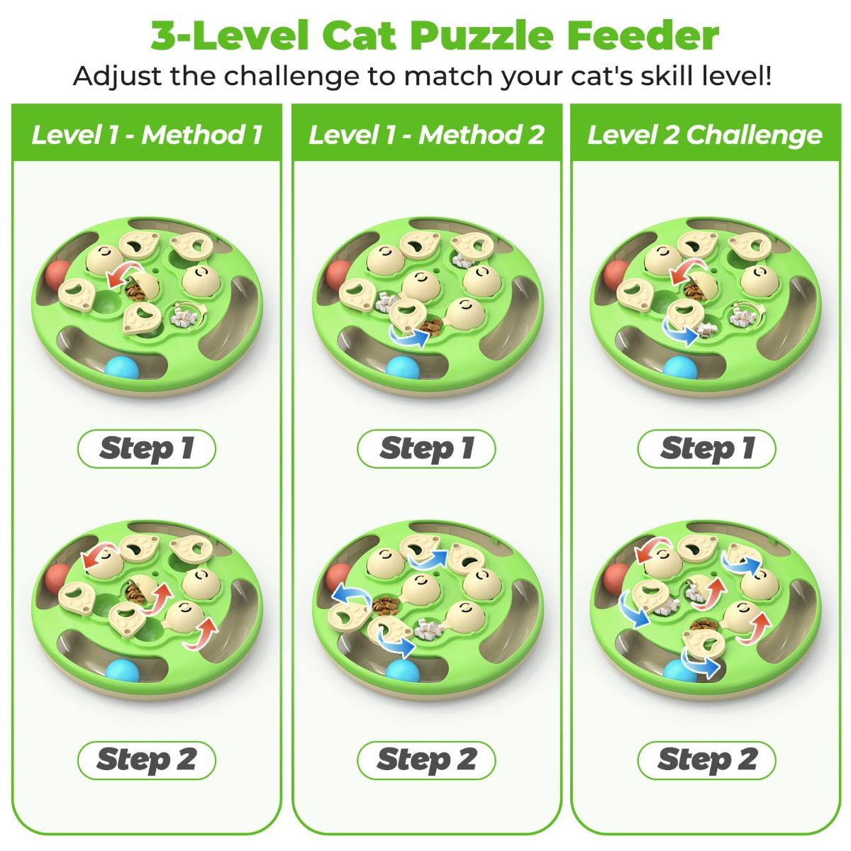 cat toy, 3-in-1 cat treat feeder, cat puzzle toy, trackball cat toy, feather teaser cat toy, slow-feeder cat toy, cat mental stimulation toy, indoor cat toy Australia, interactive cat puzzle