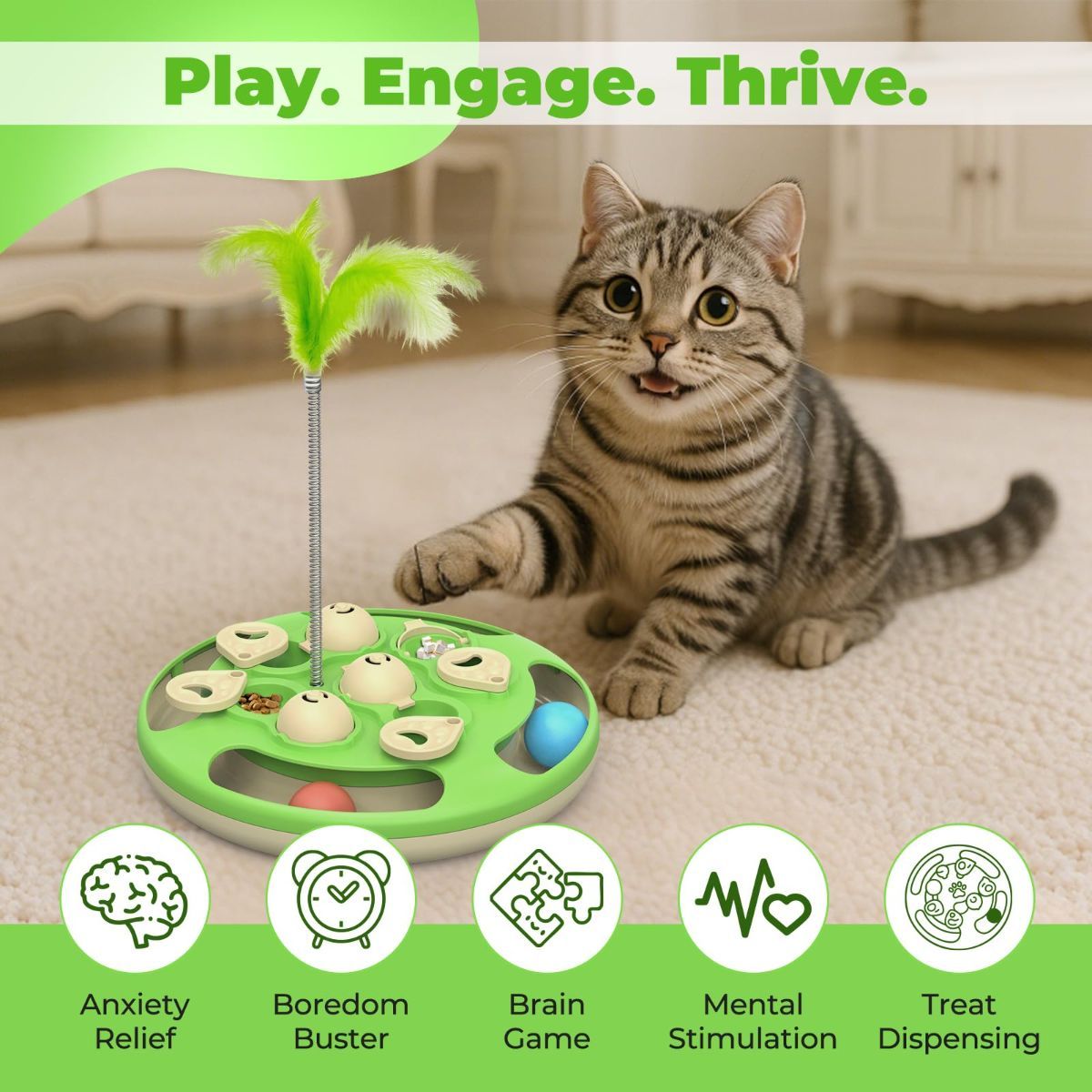 cat toy, 3-in-1 cat treat feeder, cat puzzle toy, trackball cat toy, feather teaser cat toy, slow-feeder cat toy, cat mental stimulation toy, indoor cat toy Australia, interactive cat puzzle