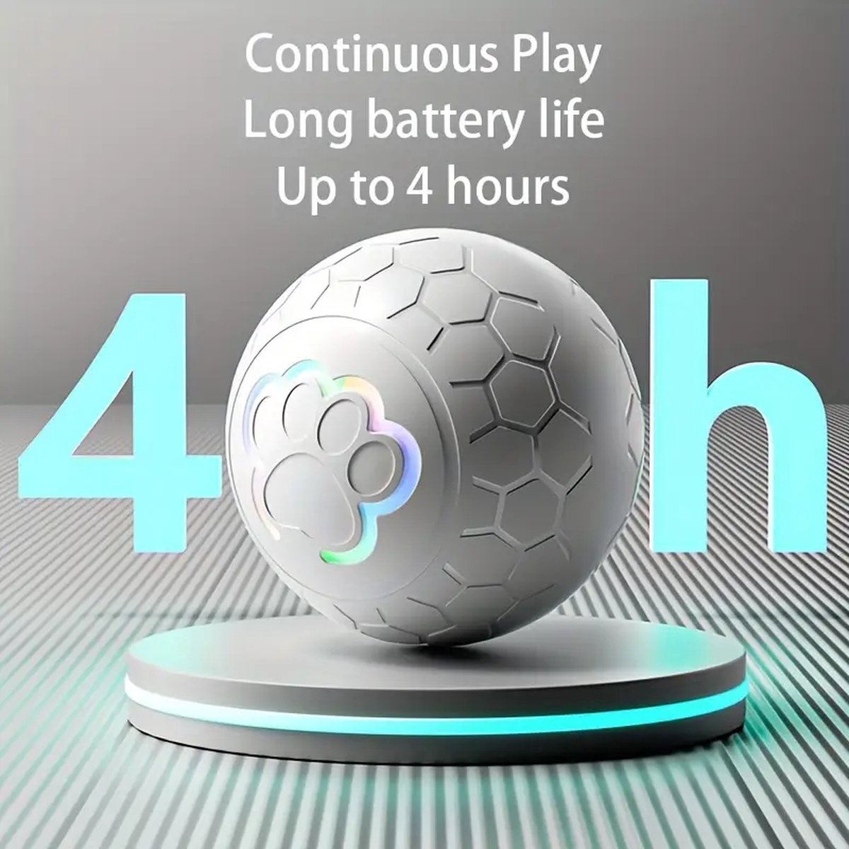 Interactive Dog Toy - Self-Rolling Dog Ball - Durable Automatic Dog Ball, Light Grey - 5.6 cm