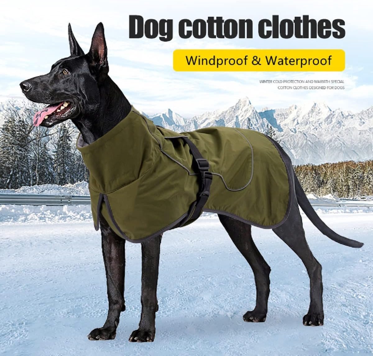 Dog Raincoat - Dog Jacket - Waterproof Winter Dog Coat - Windproof Dog Coat - Winter Dog Coat - Reflective Strip - Green - Size M - Perfect for Small and Medium Dogs