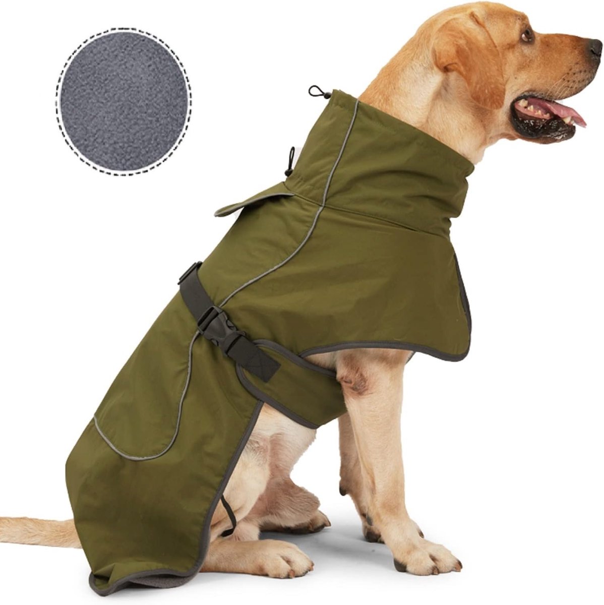 Dog Raincoat - Dog Jacket - Waterproof Winter Dog Coat - Windproof Dog Coat - Winter Dog Coat - Reflective Strip - Green - Size S - Perfect for Small and Medium Dogs