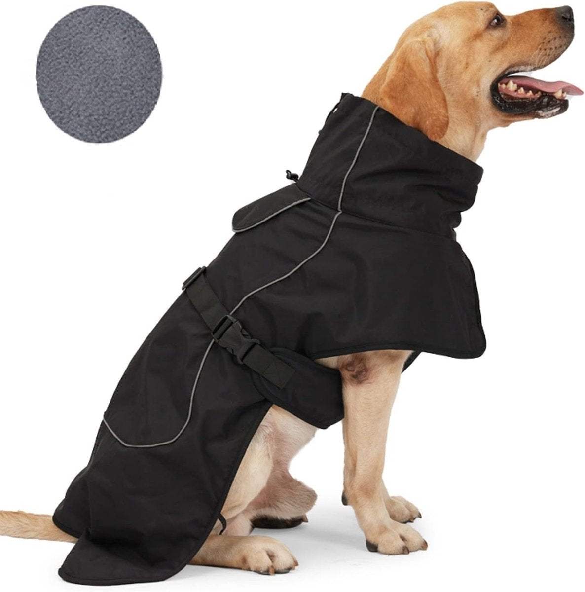 Dog Raincoat - Dog Jacket - Waterproof Winter Dog Coat - Windproof Dog Coat - Winter Dog Coat - Reflective Strip - Black - Size S - Perfect for Small and Medium Dogs