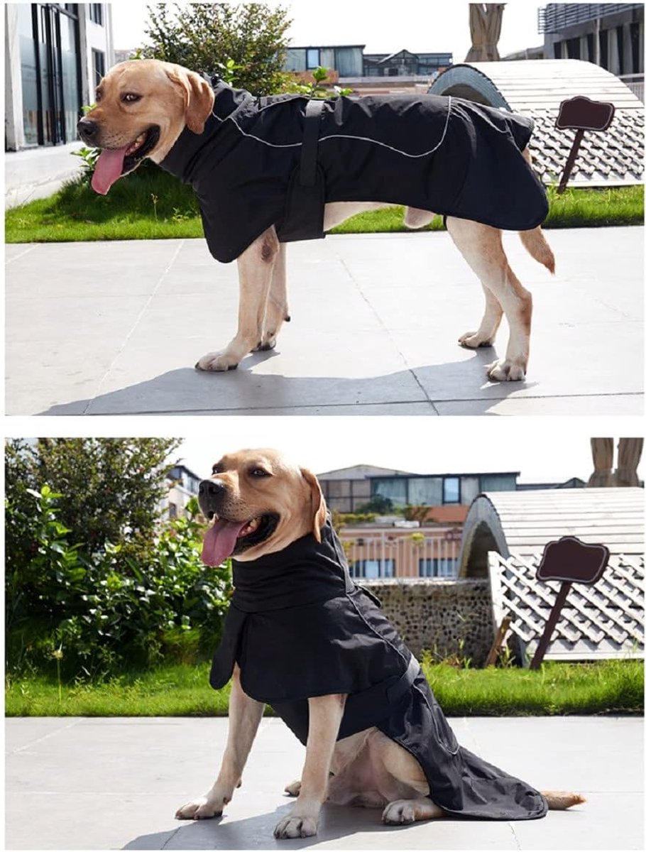Dog Raincoat - Dog Jacket - Waterproof Winter Dog Coat - Windproof Dog Coat - Winter Dog Coat - Reflective Strip - Black - Size S - Perfect for Small and Medium Dogs