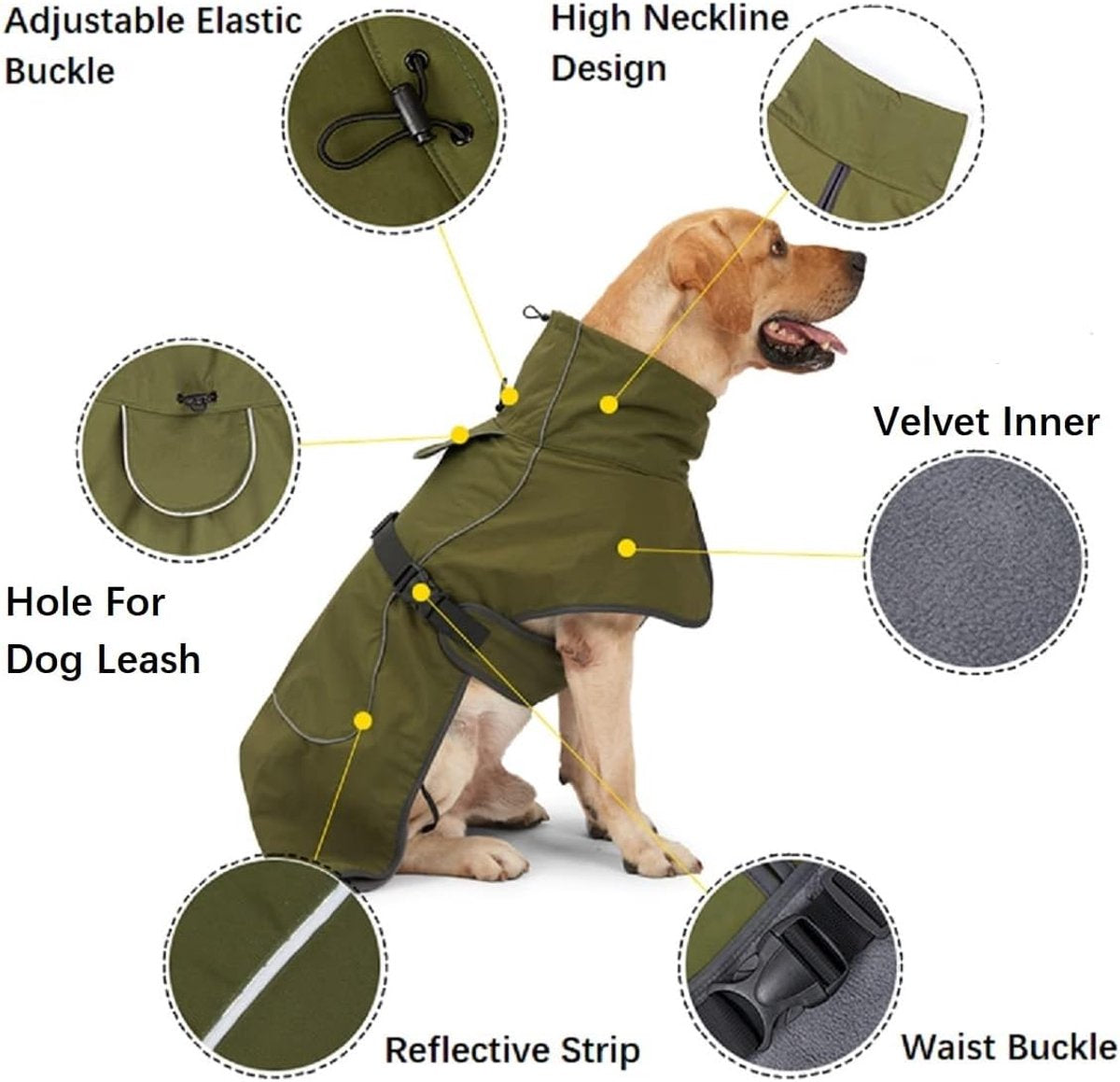 Dog Raincoat - Dog Jacket - Waterproof Winter Dog Coat - Windproof Dog Coat - Winter Dog Coat - Reflective Strip - Black - Size M - Perfect for Small and Medium Dogs