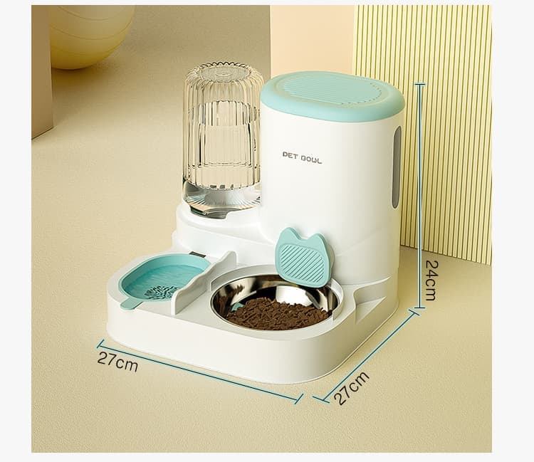 2-in-1 Automatic Cat Feeder and Water Dispenser for Pets, Compatible with Cats and Dogs, Yellow