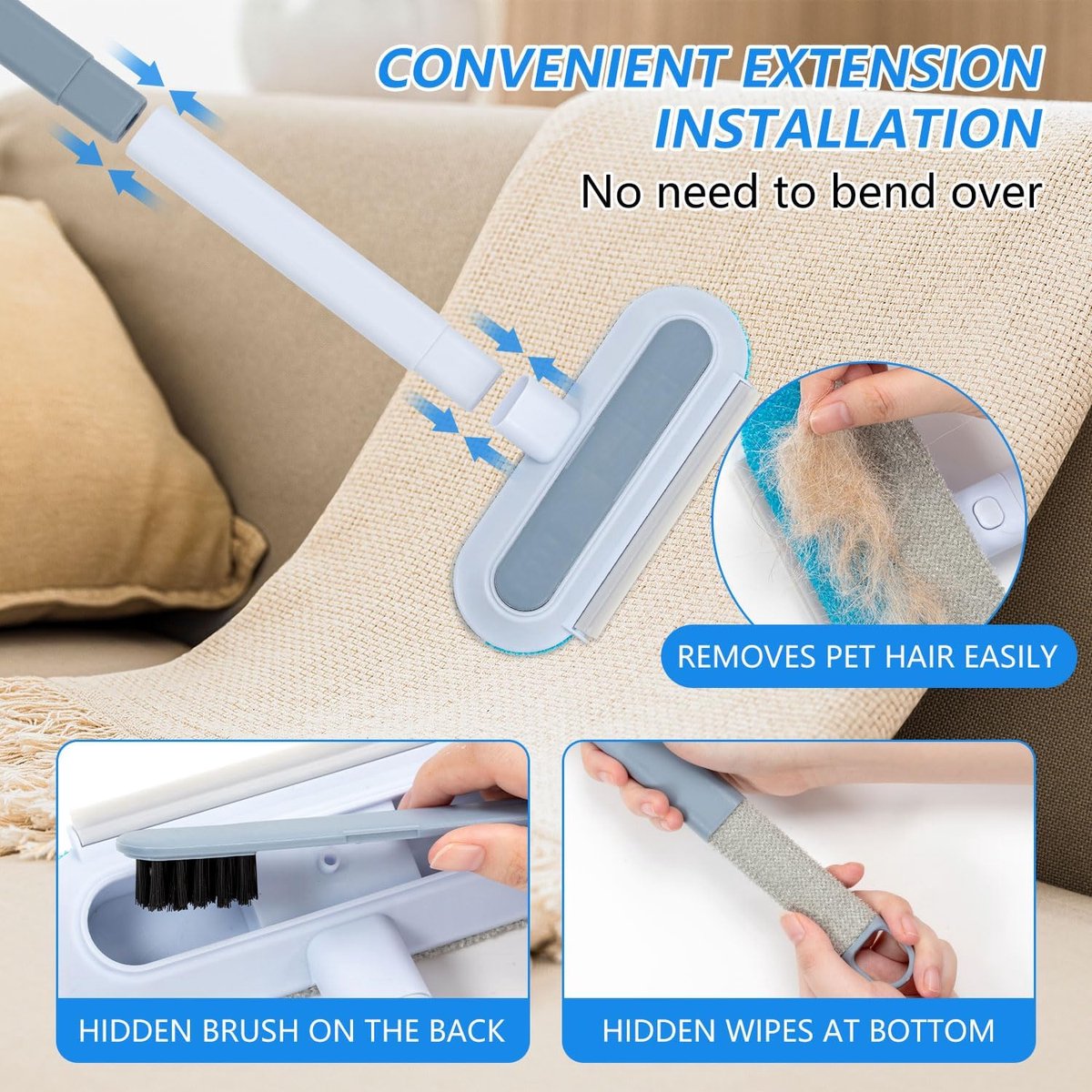 Set of 4 - Pet Silent Hair Removal Gloves - Pet Hair Removal Brush - Pet Grooming Glove - Hair Removal Gloves - Soft Deshedding Brush - Reusable - For Pets and Furniture - Long/Short Hair