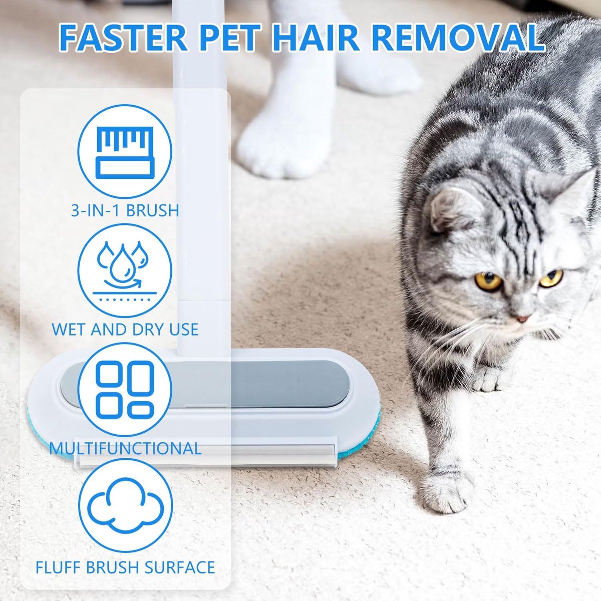 Set of 4 - Pet Silent Hair Removal Gloves - Pet Hair Removal Brush - Pet Grooming Glove - Hair Removal Gloves - Soft Deshedding Brush - Reusable - For Pets and Furniture - Long/Short Hair
