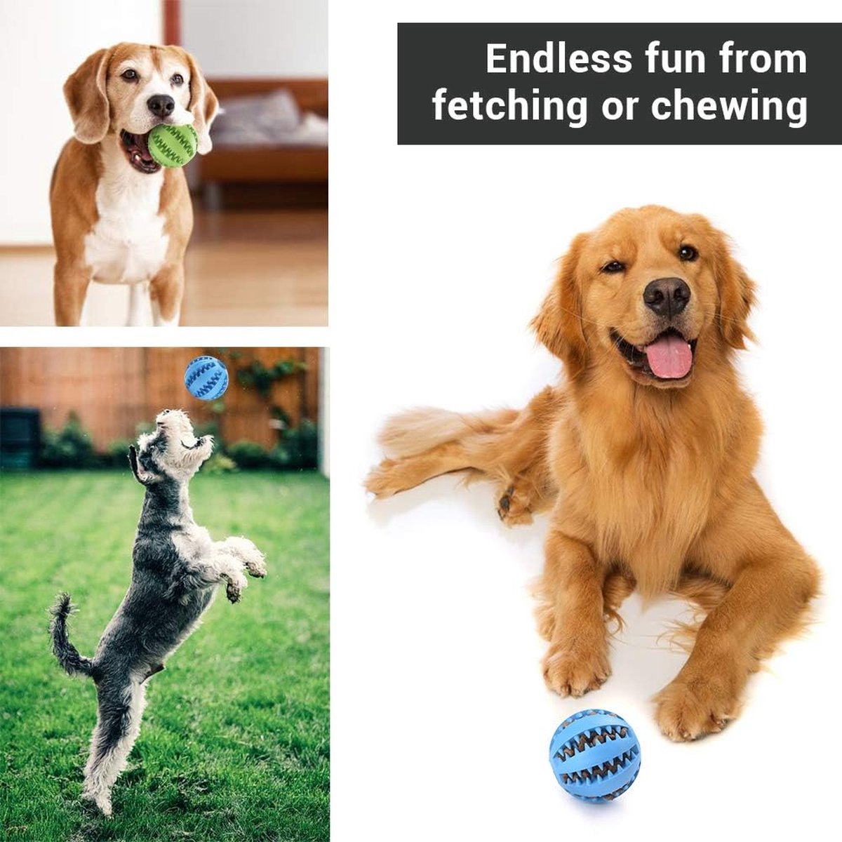 Dog Ball 5 Cm - 2 Pieces - Dog Toys - Dog Snack Ball - Dog Toys - Dog Chew Toy - Dog Toys - Dog Intelligence Toys - Green+Blue