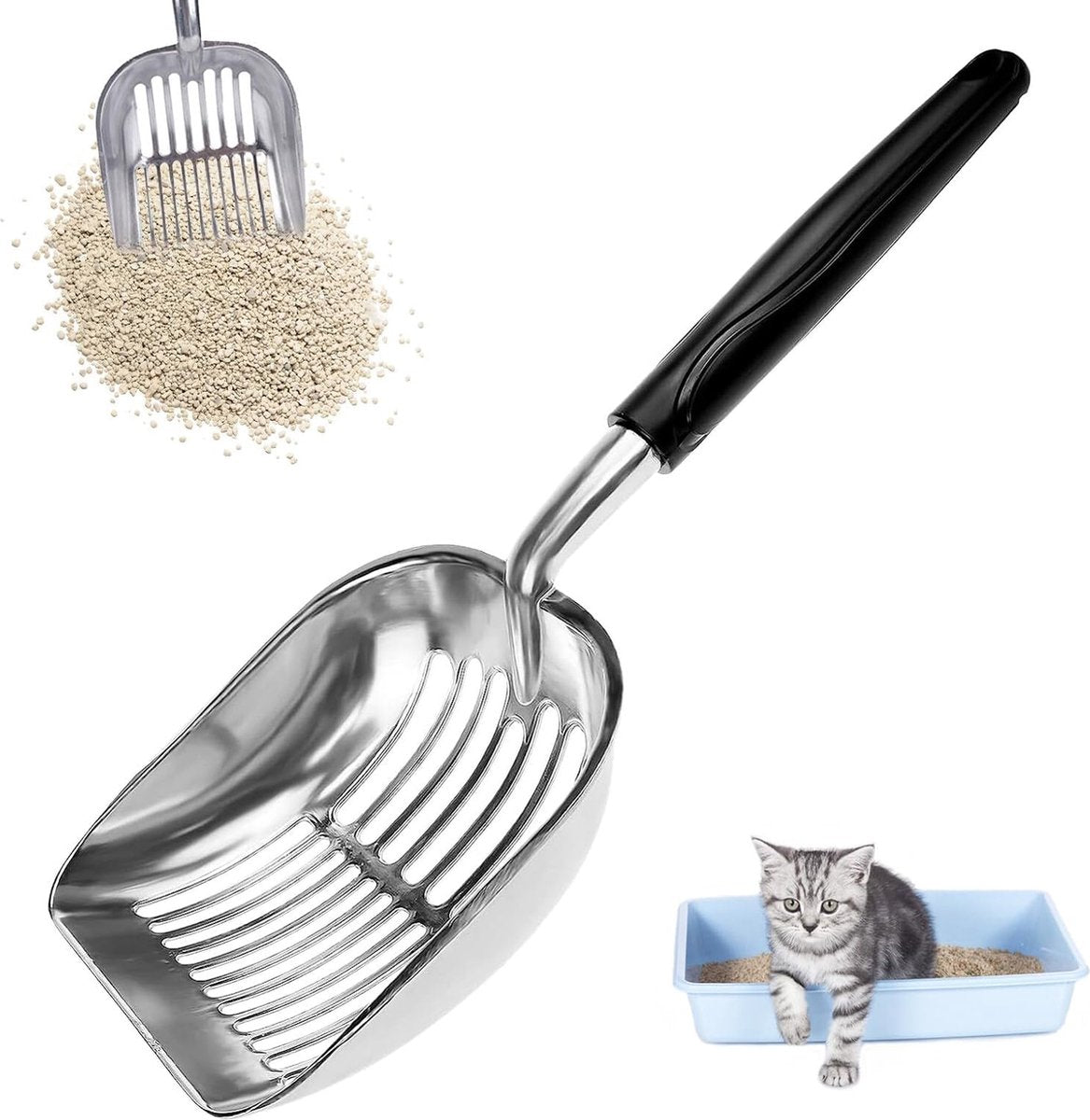 Poop scoop - High-quality aluminum cat litter scoop - Durable and easier to clean - For kittens