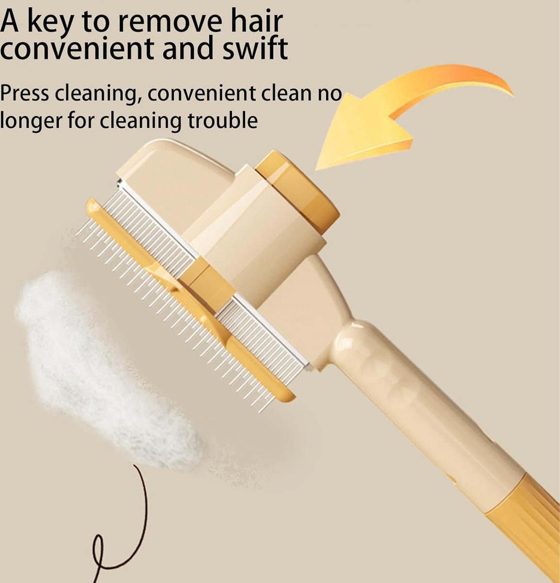 Self-Cleaning Cat and Dog Brush - Pet Hair Remover - Cat Brush/Dog Brush - Dog and Cat Hair Remover - Self-Cleaning with 1 Click - Yellow - 1 Piece