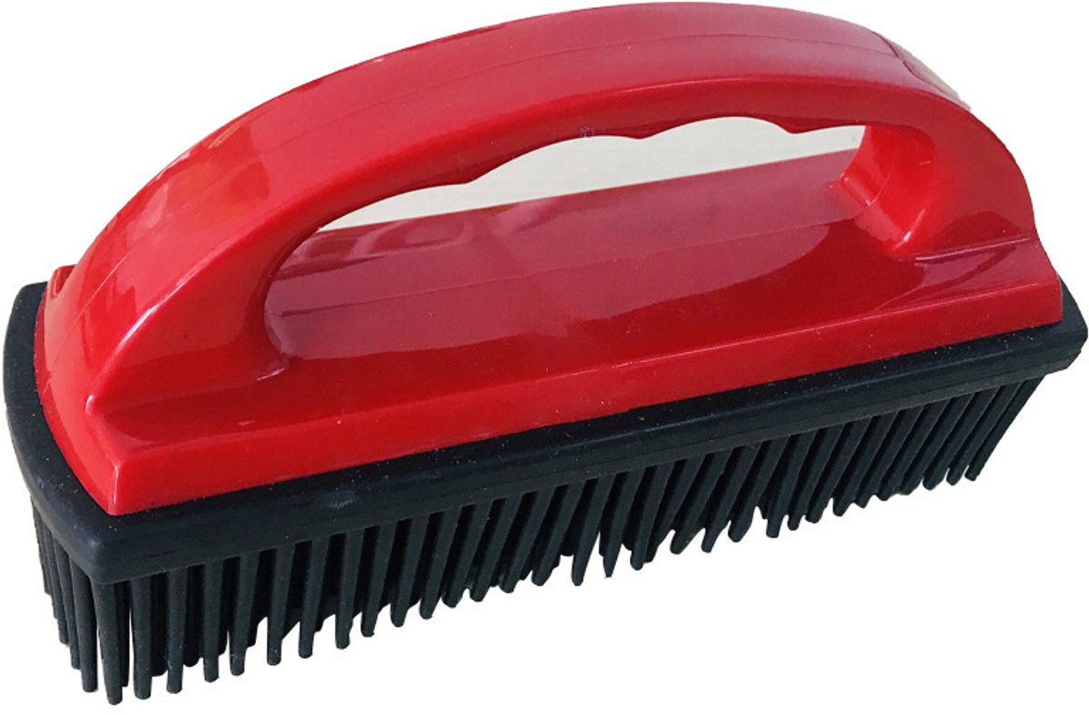 Pet Hair Remover for Fabric - Remove Dog and Cat Hair from Clothing, Furniture, Cushions and Car Interiors - Rubber Hair Remover - Soft Deshedding Brush - Red - For Pets and Furniture
