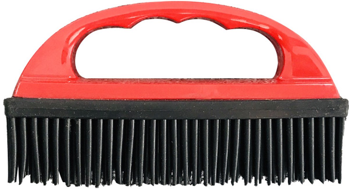 Pet Hair Remover for Fabric - Remove Dog and Cat Hair from Clothing, Furniture, Cushions and Car Interiors - Rubber Hair Remover - Soft Deshedding Brush - Red - For Pets and Furniture