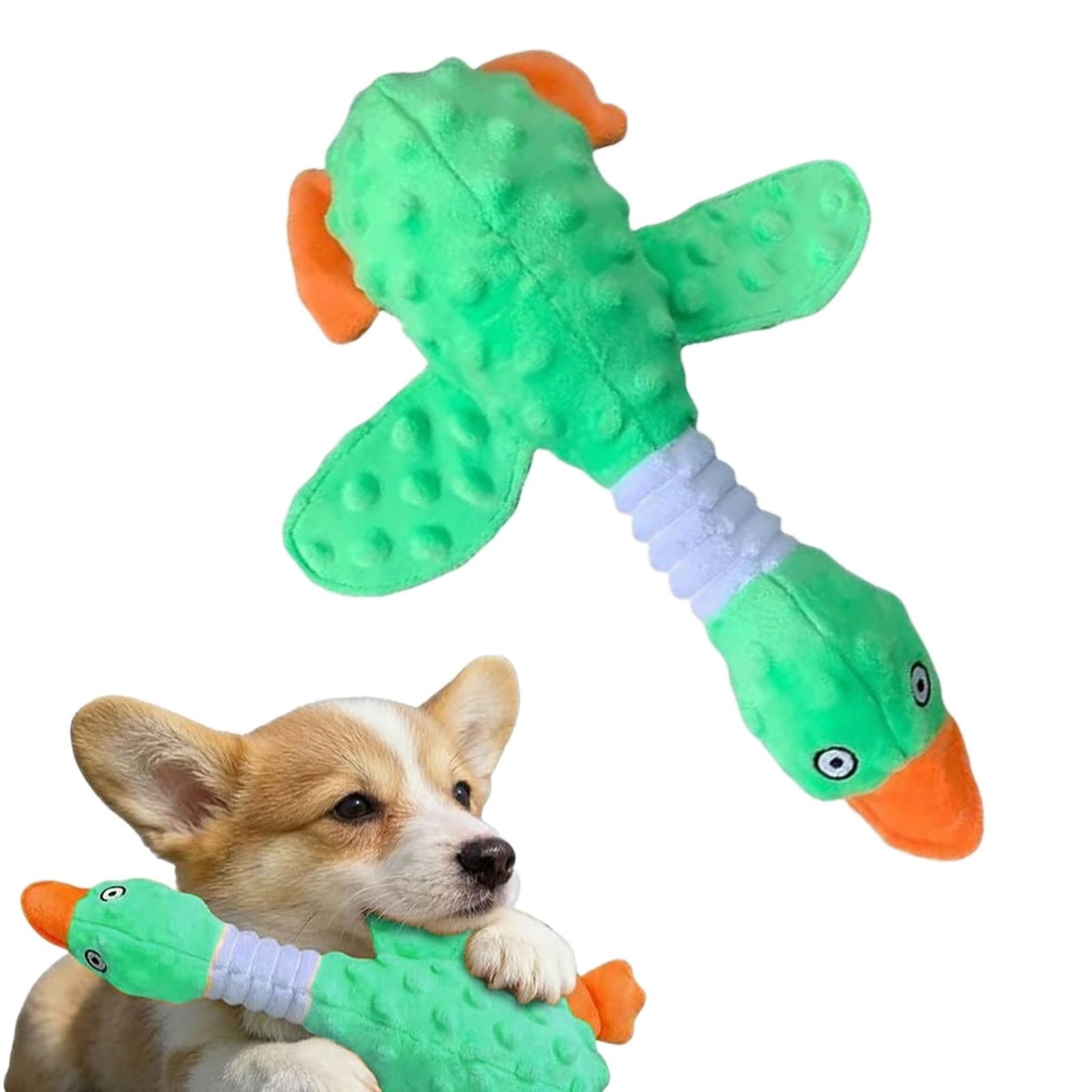 Pink Duck Chew Toy Dog Toys for Aggressive Chewers 2026 New Dog Toys Calming Toy for Dogs Indestructible Toy with in Squeaker for Boredom Yellow Dog Plush for Dogs, Pink Green