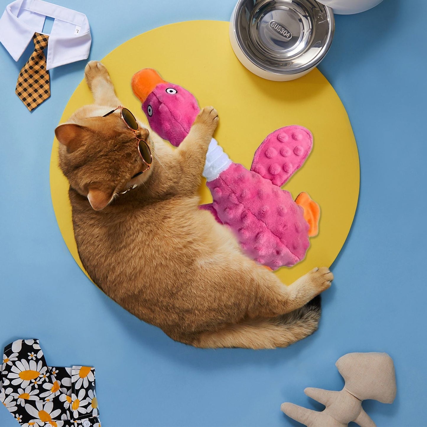Pink Duck Chew Toy Dog Toys for Aggressive Chewers 2026 New Dog Toys Calming Toy for Dogs Indestructible Toy with in Squeaker for Boredom Yellow Dog Plush for Dogs, Pink Green