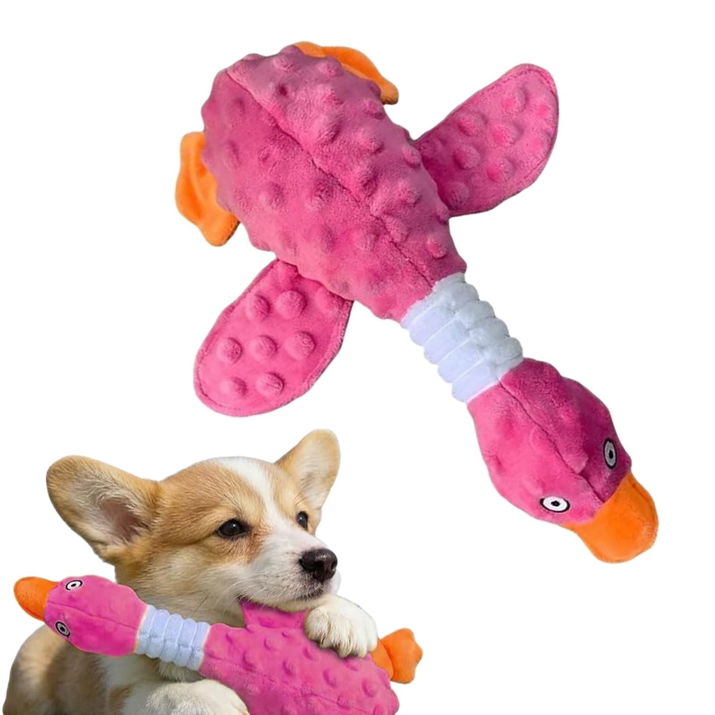 Pink Duck Chew Toy Dog Toys for Aggressive Chewers 2026 New Dog Toys Calming Toy for Dogs Indestructible Toy with in Squeaker for Boredom Yellow Dog Plush for Dogs Pink