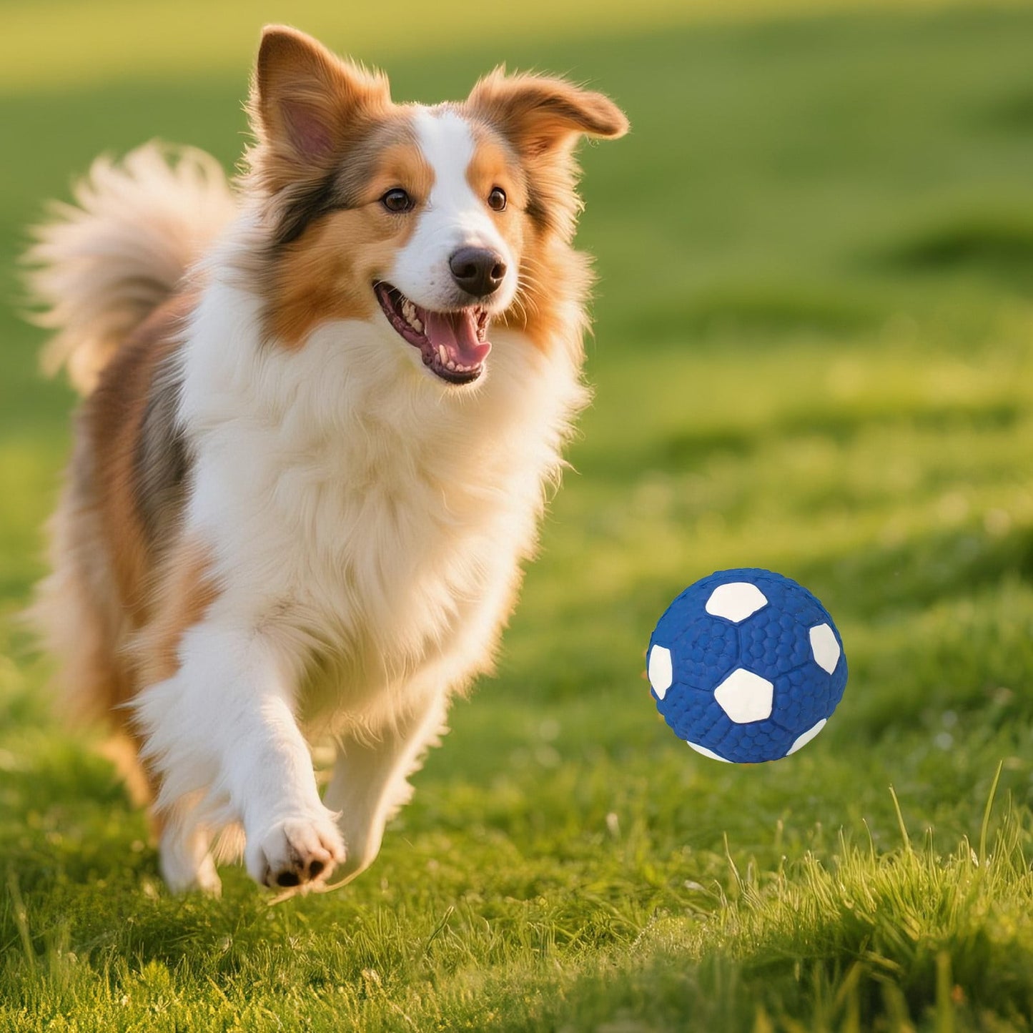 Soccer Ball Chew Toy Dog Toy Squeak Rubber Fun Suitable for Large and Medium Sized Dogs Dog Toy Squeak Rubber Fun Suitable for Large and Medium Sized Dogs (Blue, L) S Blue