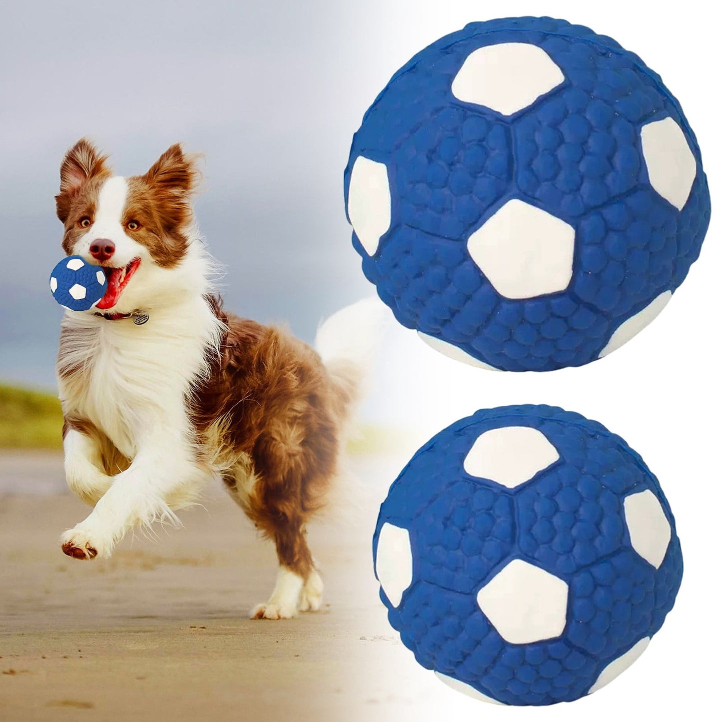 Soccer Ball Chew Toy Dog Toy Squeak Rubber Fun Suitable for Large and Medium Sized Dogs Dog Toy Squeak Rubber Fun Suitable for Large and Medium Sized Dogs (Blue, L) L Blue