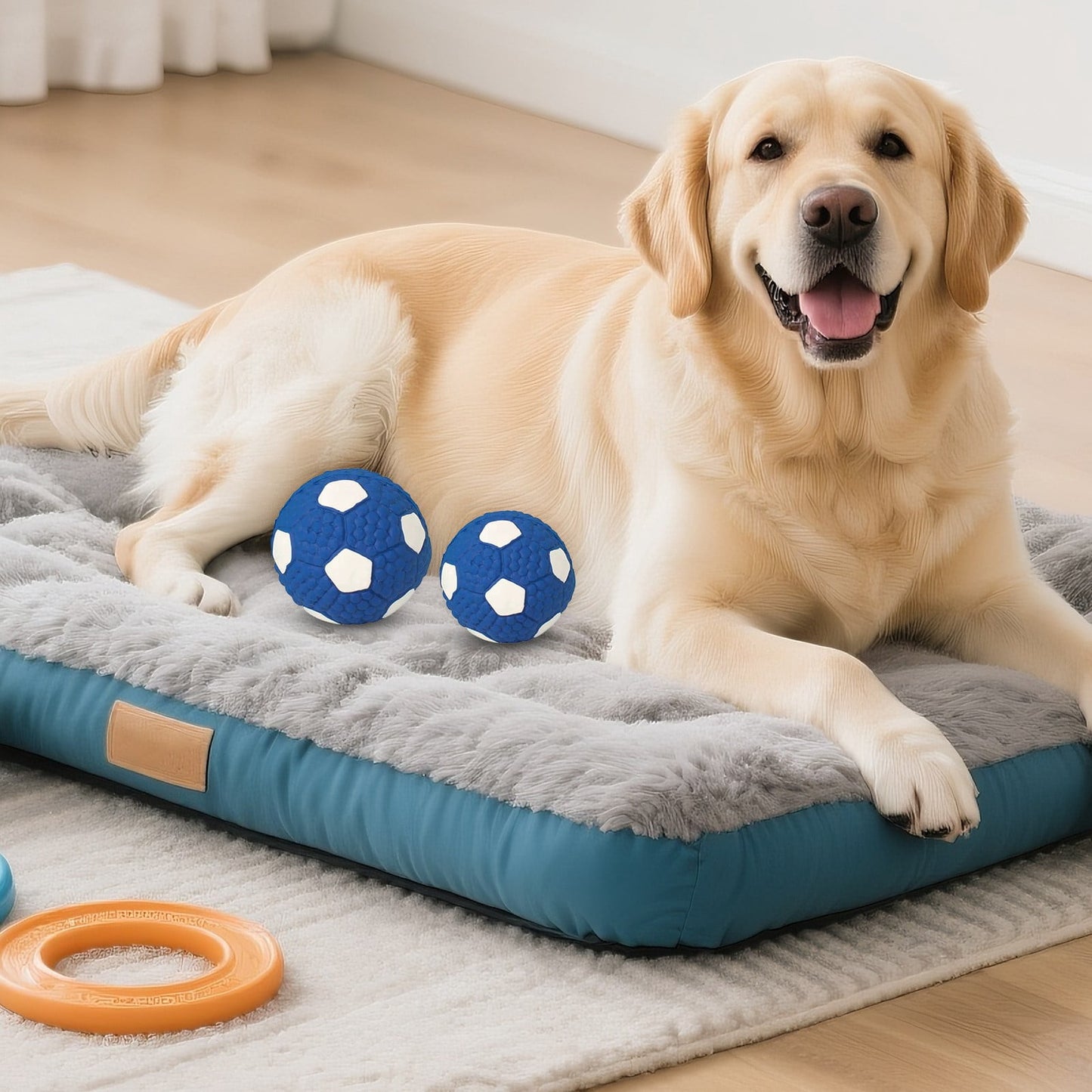 Soccer Ball Chew Toy Dog Toy Squeak Rubber Fun Suitable for Large and Medium Sized Dogs Dog Toy Squeak Rubber Fun Suitable for Large and Medium Sized Dogs (Blue, L) L Blue