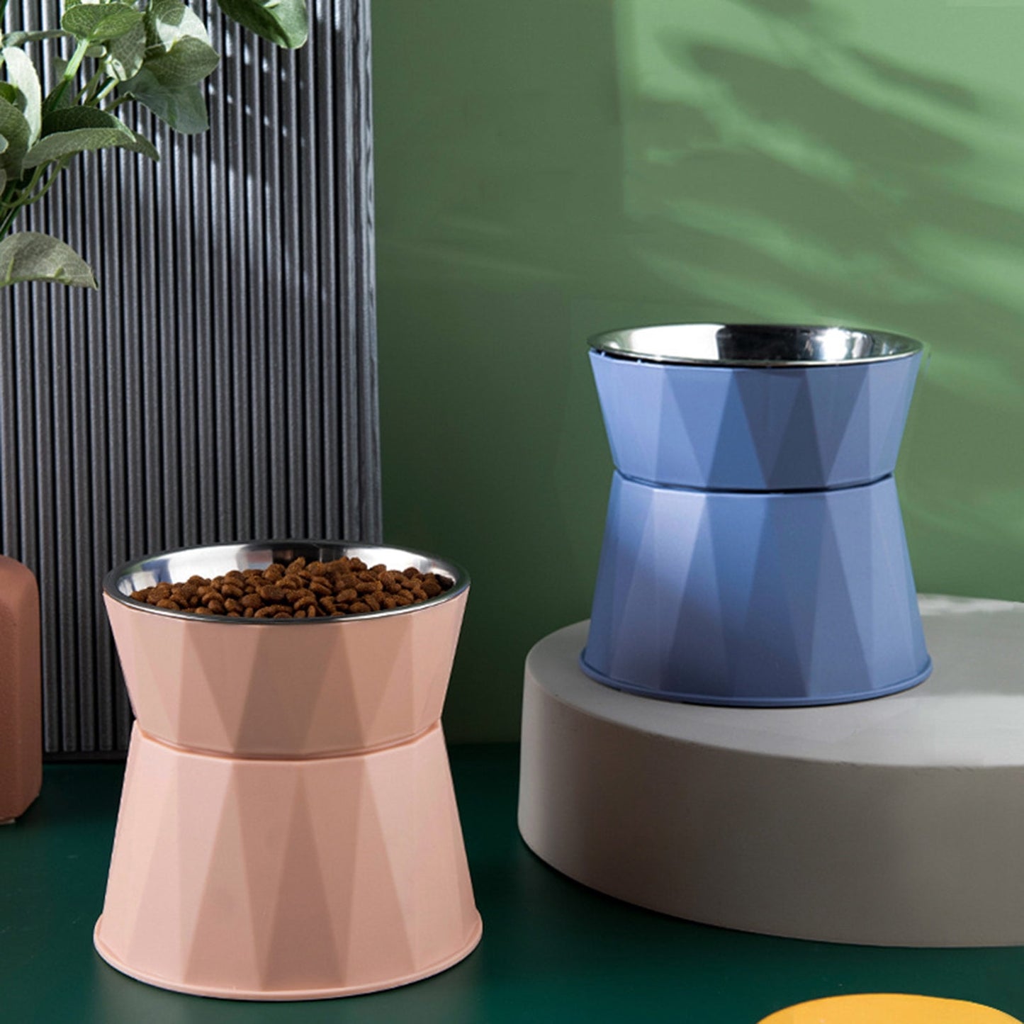 Dog Bowl Raised Cat Food Water Bowls with Detachable Elevated Stand Pet Stainless Steel Feeder Bowl No-Spill Anti Slip Pink