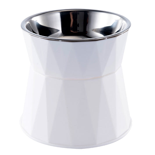 Dog Bowl Raised Cat Food Water Bowls with Detachable Elevated Stand Pet Stainless Steel Feeder Bowl No-Spill Anti Slip White
