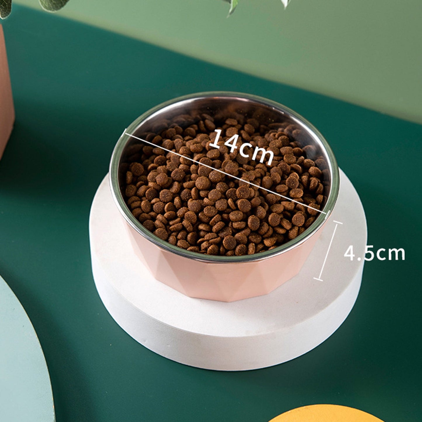 Dog Bowl Raised Cat Food Water Bowls with Detachable Elevated Stand Pet Stainless Steel Feeder Bowl No-Spill Anti Slip White