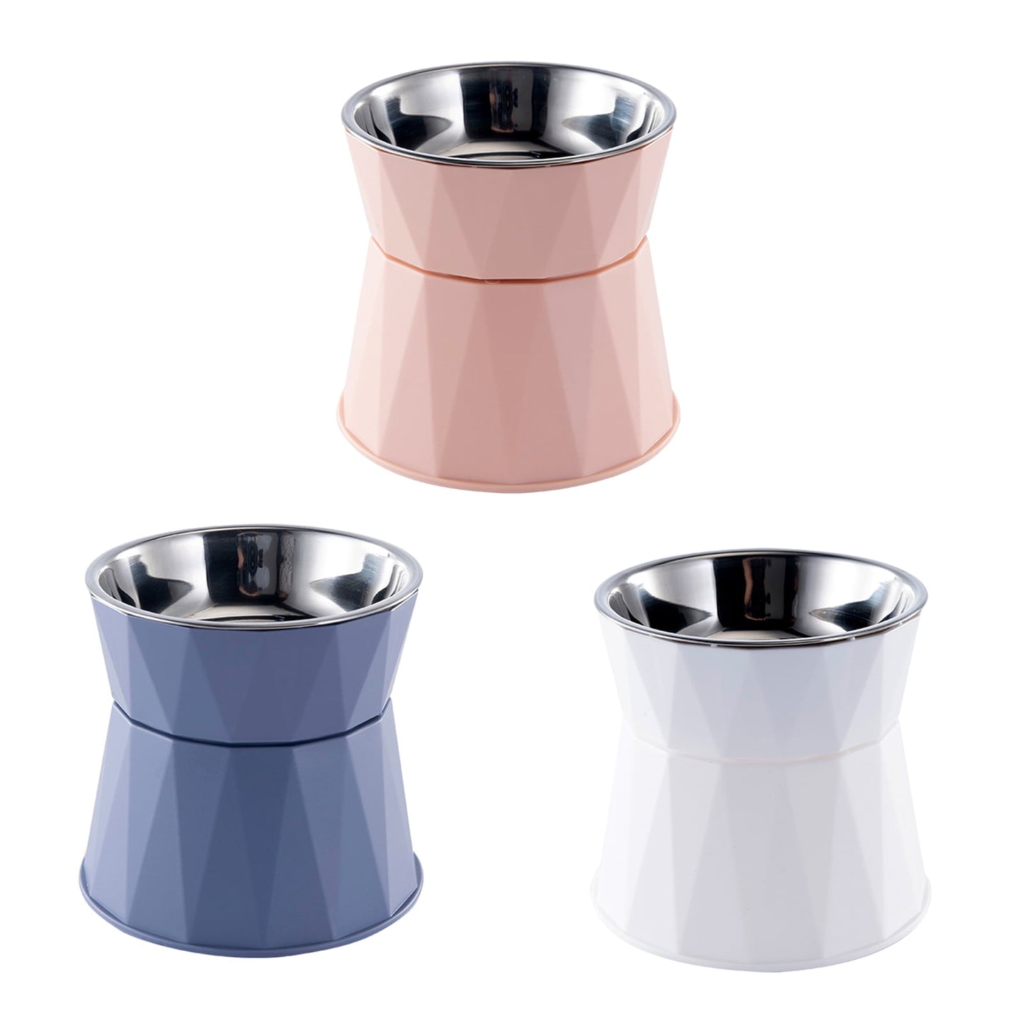 Dog Bowl Raised Cat Food Water Bowls with Detachable Elevated Stand Pet Stainless Steel Feeder Bowl No-Spill Anti Slip White
