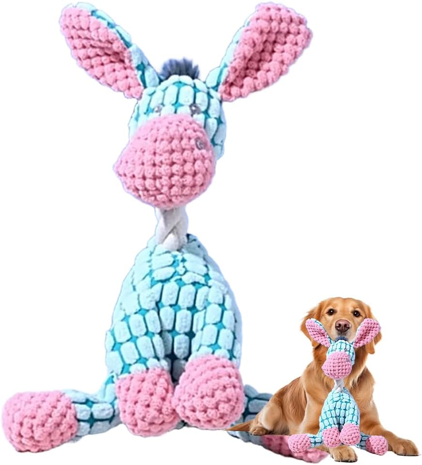 2026 New Dog Toys, Indestructible Plush Toy for Aggressive Chewers, Interactive Squeaky Soft Puppy Chew Toy, Durable Teething Toys Small Medium Large Dogs (Sky Blue)