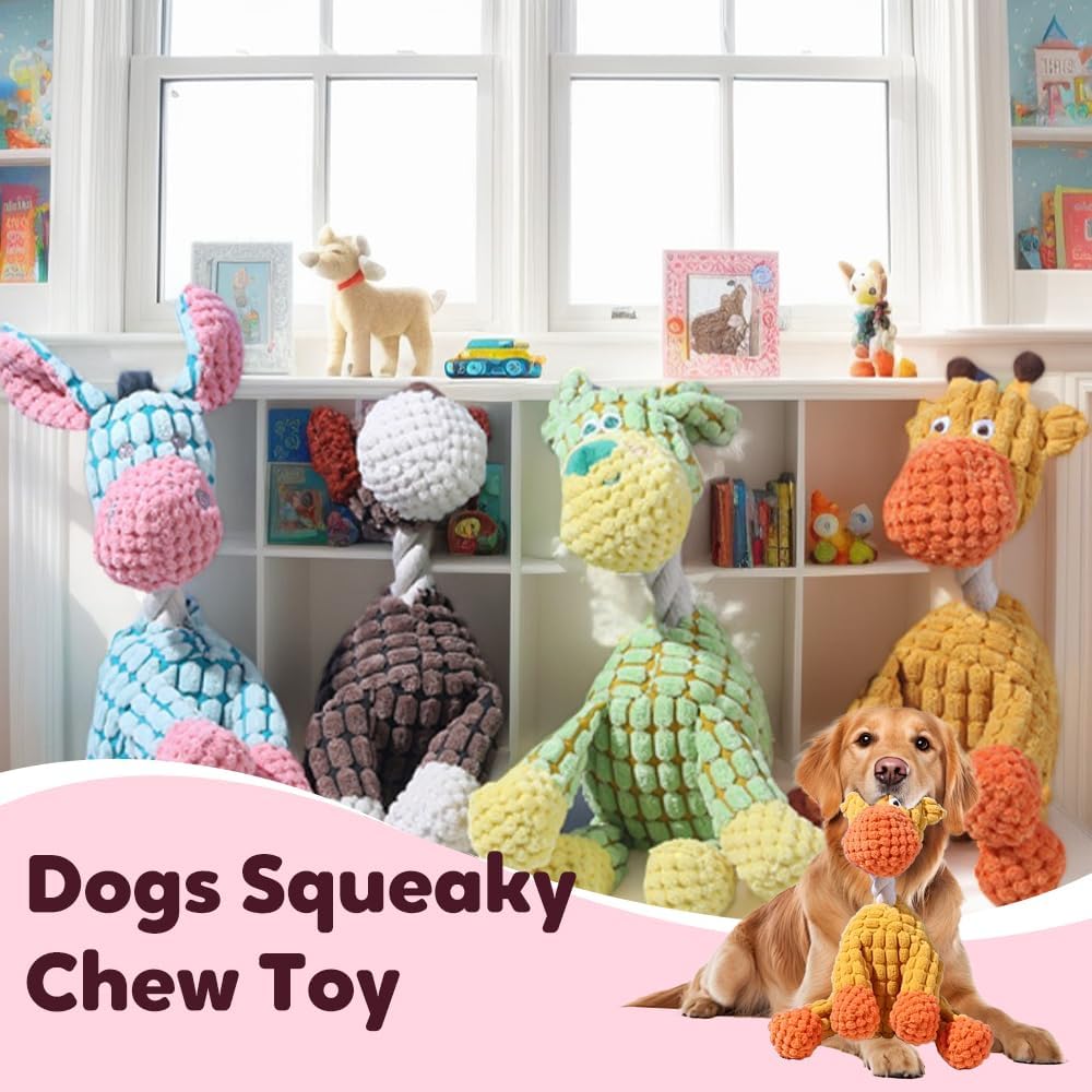 2026 New Dog Toys, Indestructible Plush Toy for Aggressive Chewers, Interactive Squeaky Soft Puppy Chew Toy, Durable Teething Toys Small Medium Large Dogs (Sky Blue)