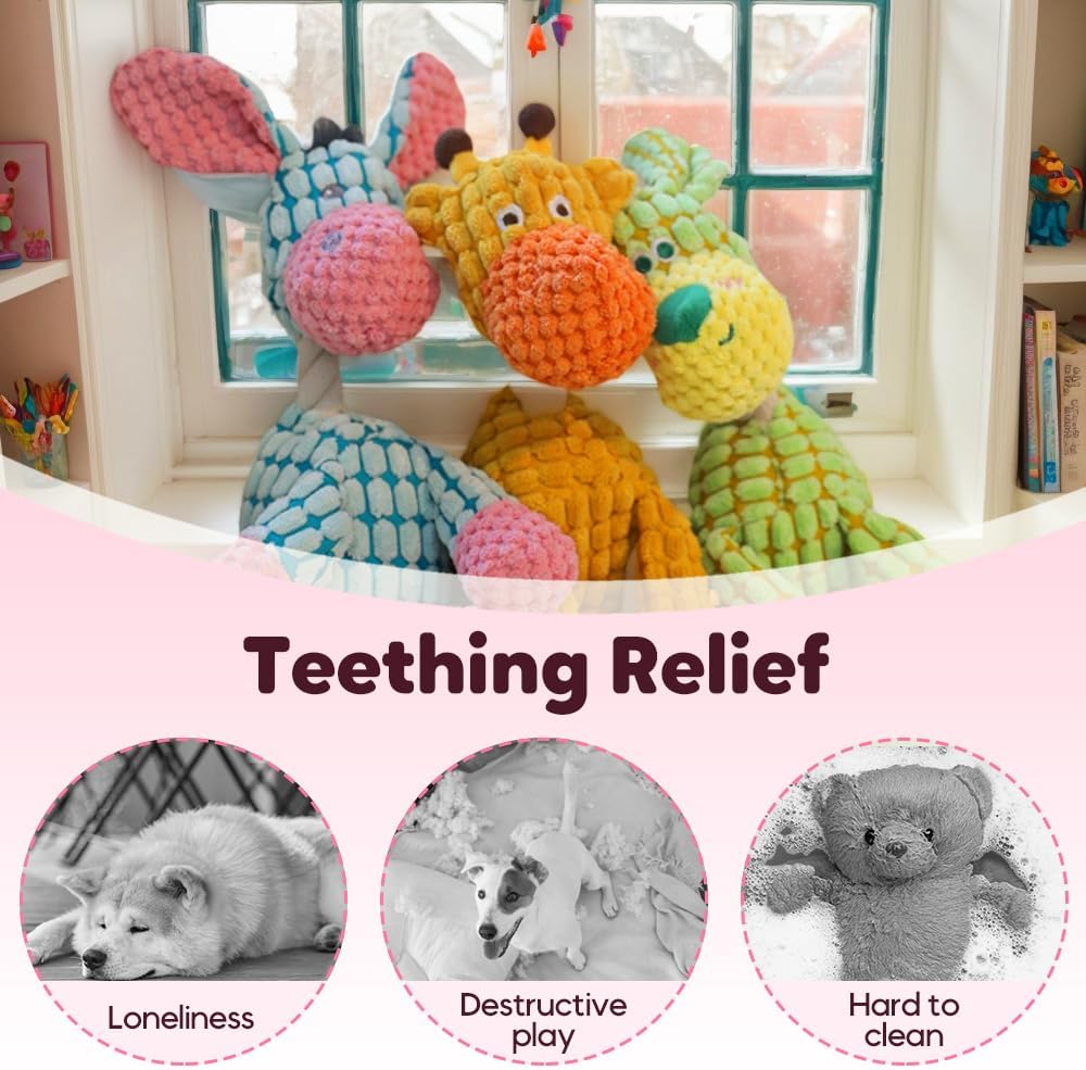 2026 New Dog Toys, Indestructible Plush Toy for Aggressive Chewers, Interactive Squeaky Soft Puppy Chew Toy, Durable Teething Toys Small Medium Large Dogs (Sky Blue)